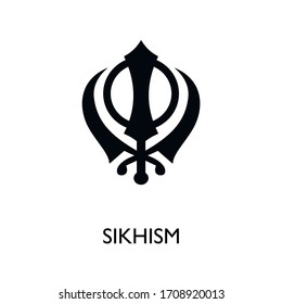 Sikhism icon vector. Sikhism Religion icon. Editable line vector. The traditional Khanda sign in the form of a sword surrounded by a throwing ring.