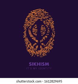 Sikhism - It's my identity. Inspirational design of Sikhism Religion symbol on thumbprint.