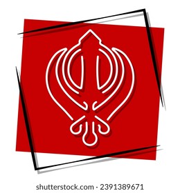 sikhism red banner in frame. Vector illustration.