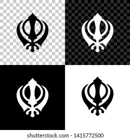 Sikhism religion Khanda symbol icon isolated on black, white and transparent background. Khanda Sikh symbol. Vector Illustration