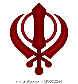 Ilustración de vectores de símbolos khanda de la religión sikhismo. Símbolo khanda sikh. Símbolo de Khanda Sahib aislado en fondo blanco
