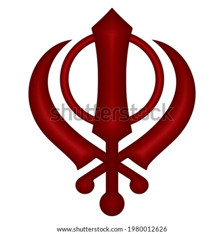 Sikhism Religion Khanda Symbol Icon Vector Illustration. Khanda Sikh Symbol. Symbol Of Khanda Sahib Isolated On White Background
