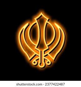 sikhism religion neon light sign vector. sikhism religion illustration