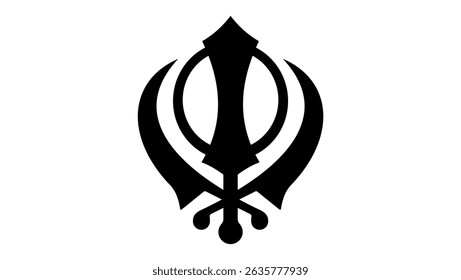 sikhism religious symbol, black isolated silhouette