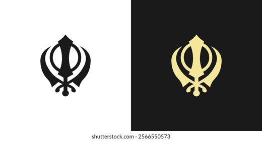 Sikhism symbol icon. Khanda Sikh symbol. Flat design.