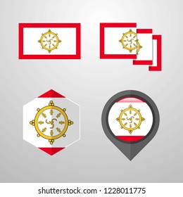Sikkim flag design set vector