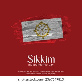 Sikkim Flag Made of Glitter Sparkle Brush Paint Vector, Celebrating Sikkim Independence Day.