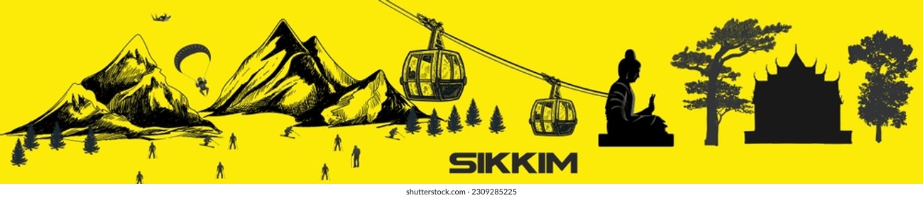 Sikkim Gangtok beautiful natural illustration for tourism