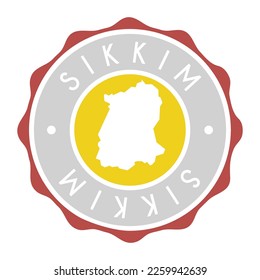 Sikkim, India Badge Map Vector Seal Vector Sign. National Symbol Country Stamp Design Icon Label. 