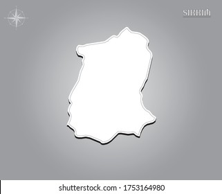 Mapa SIKIM , línea de salida negra del mapa del estado indio con corte en papel en el mapa de fondo del gradiente blanco de la ilustración del espacio de copia india