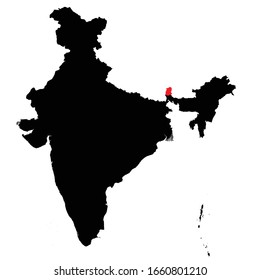 Estado de Sikkim destacado en el mapa de India Vector EPS 10