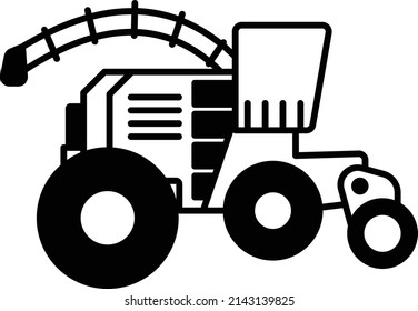 Silage Harvester Vector Icon Design, Agricultural Machinery Symbol, Industrial Agriculture Vehicles Sign, Farming Equipment Stock Illustration, Forage Harvester Concept, 