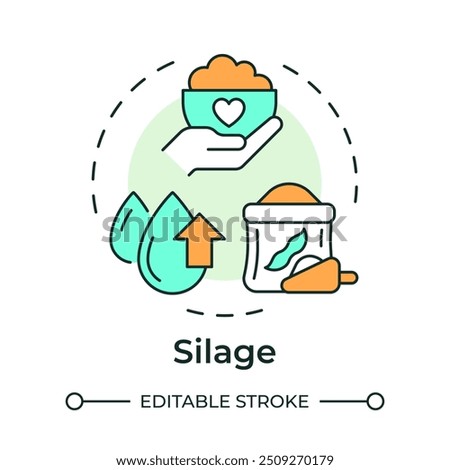 Silage multi color concept icon. Livestock farming, farm cultivation. Cattle forage. Round shape line illustration. Abstract idea. Graphic design. Easy to use in infographic, presentation