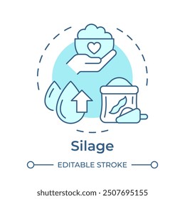 Silage soft blue concept icon. Livestock farming, farm cultivation. Cattle forage. Round shape line illustration. Abstract idea. Graphic design. Easy to use in infographic, presentation