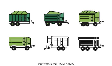 Silage wagon Line art vector contemporary color design