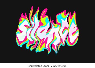 Silance. typography liquid melting text effects for t shirt design, motivational typography t shirt design, inspirational quotes t-shirt, poster,and sticker design