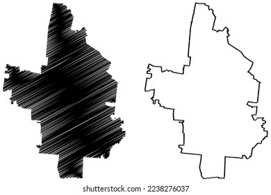 Silao municipality (Free and Sovereign State of Guanajuato, Mexico, United Mexican States) map vector illustration, scribble sketch Silao de la Victoria map