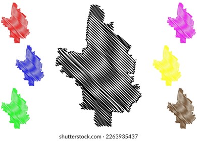 Silao municipality (Free and Sovereign State of Guanajuato, Mexico, United Mexican States) map vector illustration, scribble sketch Silao de la Victoria map