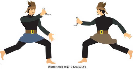 Silat Fighter,  Traditional Martial Art From Indonesia And Malaysia - Vector