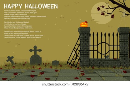 The silence cemetery  background on halloween night
