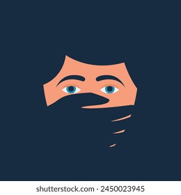 El concepto del silencio. Detengan el abuso. Secuestro o violencia. Una mano dura cubre la boca de un hombre. Violación de los derechos individuales. Sin comentarios. Diseño plano de Ilustración vectorial. 