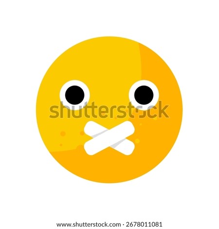 silence emoji - flat vector icon