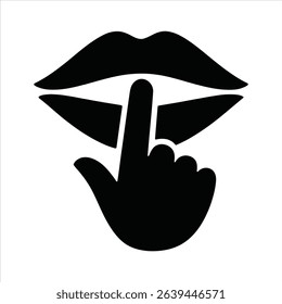 Silence Gesture Icon. Finger on Lips Vector Illustration for Quiet Symbol.	