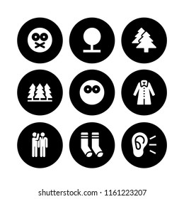 silence icon. 9 silence set with forest, silent, winter and pine vector icons for web and mobile app