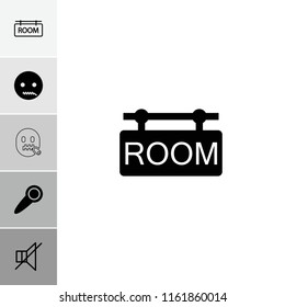 Silence icon. collection of 6 silence filled and outline icons such as emot with zipper mouth, room tag, door knob. editable silence icons for web and mobile.