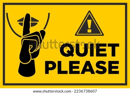 Silence icon. Quiet please warning sign with forefinger in front of mouth. Vector