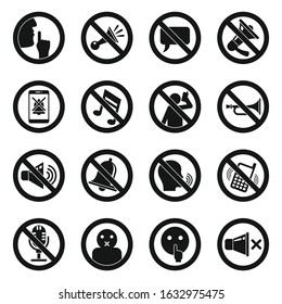 Silence icons set. Simple set of silence vector icons for web design on white background