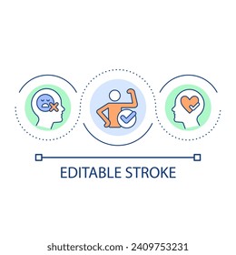 Silence inner critic loop concept icon. Overcome imposter syndrome. Boost self confidence abstract idea thin line illustration. Isolated outline drawing. Editable stroke. Arial font used