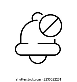 Silence mode line icon. Alarm clock, reminder, file, event scheduling, setting, notification, ringtone, notice, time management. Punctuality concept. Vector line icon on white background