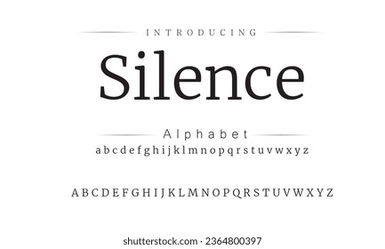 Silence Modern abstract digital alphabet font. Minimal technology typography, Creative urban sport fashion futuristic font and with numbers. vector illustration