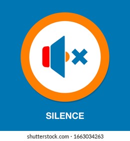 Silence And Mute Icon, Sound Volume Button. Mute Speaker Sign Symbol