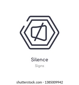 silence outline icon. isolated line vector illustration from signs collection. editable thin stroke silence icon on white background