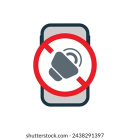 silence phone, mute smartphone sound concept illustration flat design vector icon