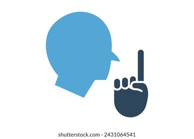 silence sign language. Silent Shh sign in with diverse hands, conveying quietness. solid icon style. element illustration