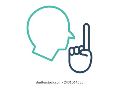 silence sign language. Silent Shh sign in with diverse hands, conveying quietness. line icon style. element illustration