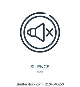 silence thin line icon. sound, mute linear icons from signs concept isolated outline sign. Vector illustration symbol element for web design and apps.