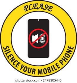 Silence your mobile phone notice vector