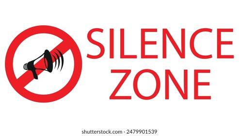 silence zone sign with megaphone vector icon