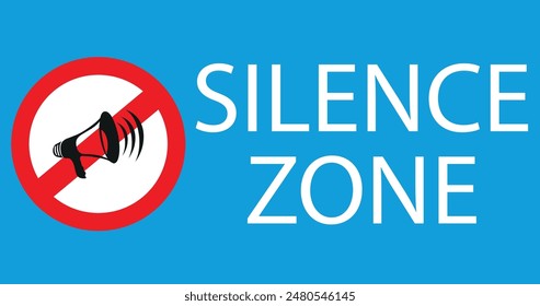 silence zone sign with megaphone vector icon