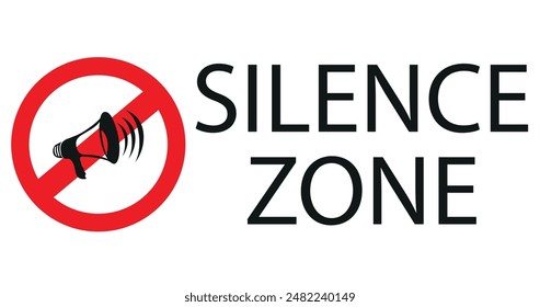 silence zone sign with megaphone vector icon