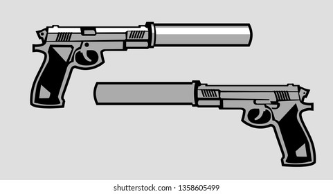 silenced pistol. vector image for illustration