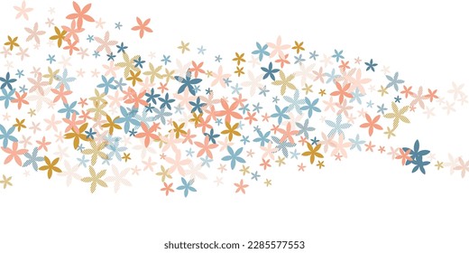 Silene primitive flowers vector design. Tiny garden blossom shapes isolated. Women's Day motif. Flat flowers Silene stylized blossom. Tabby petals.