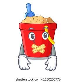 Silent beach bucket in string shape mascot