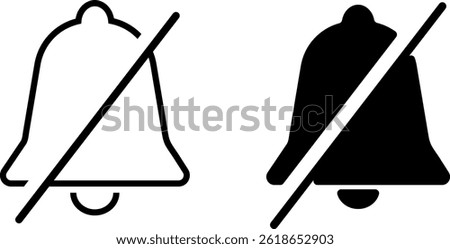 silent bell flat icon. notification off icons. alarm off symbol mute icons Social media element