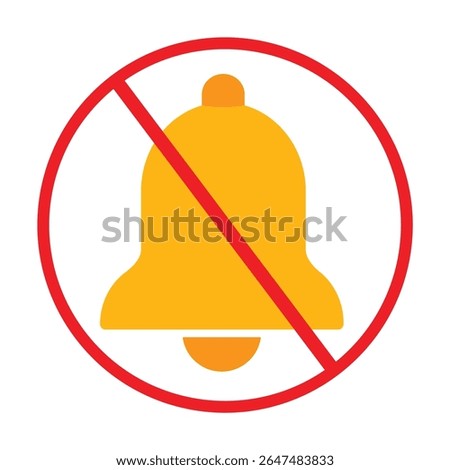 Silent bell icon  on yellow square. Mute notification sign symbol