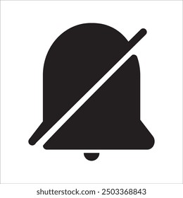 Silent Bell icon, silhouette, vector. Notification Bell icon, symbol. Doorbell icons and Message bell icon, vector illustration.
